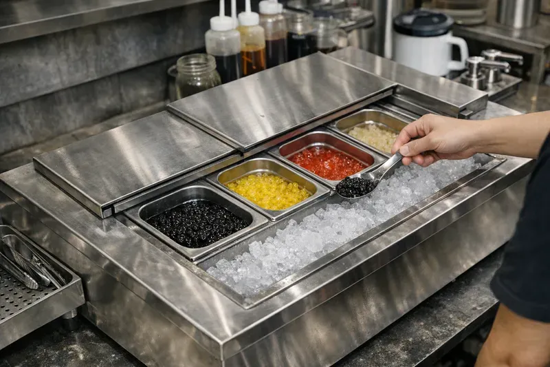 Thùng đá topping là gì? Dùng để làm gì trong quầy pha chế