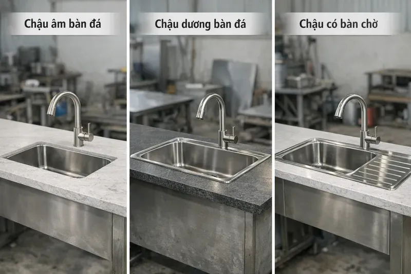 Bồn đá inox là gì? Có phải chậu inox lắp với bàn đá không?