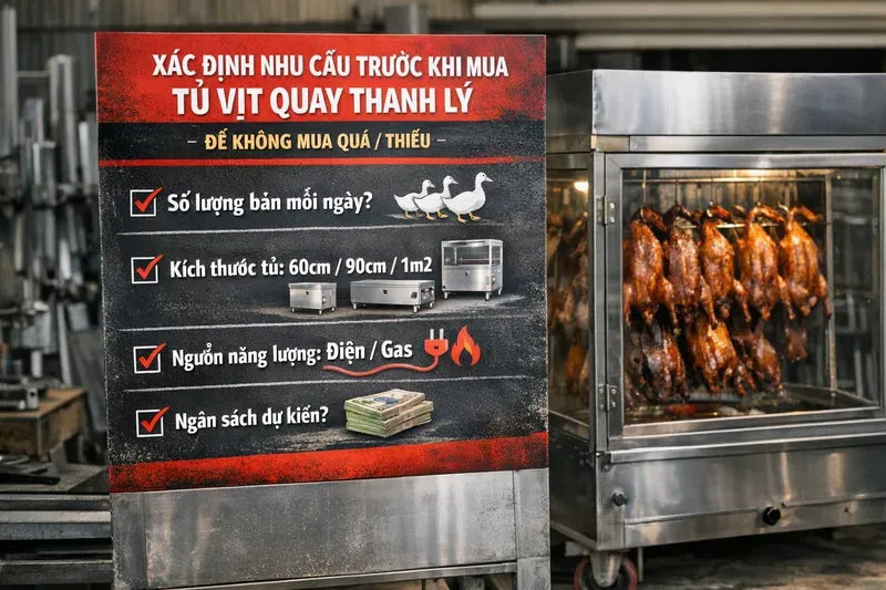 Xác định nhu cầu trước khi mua tủ vịt quay thanh lý (để không mua quá/thiếu)