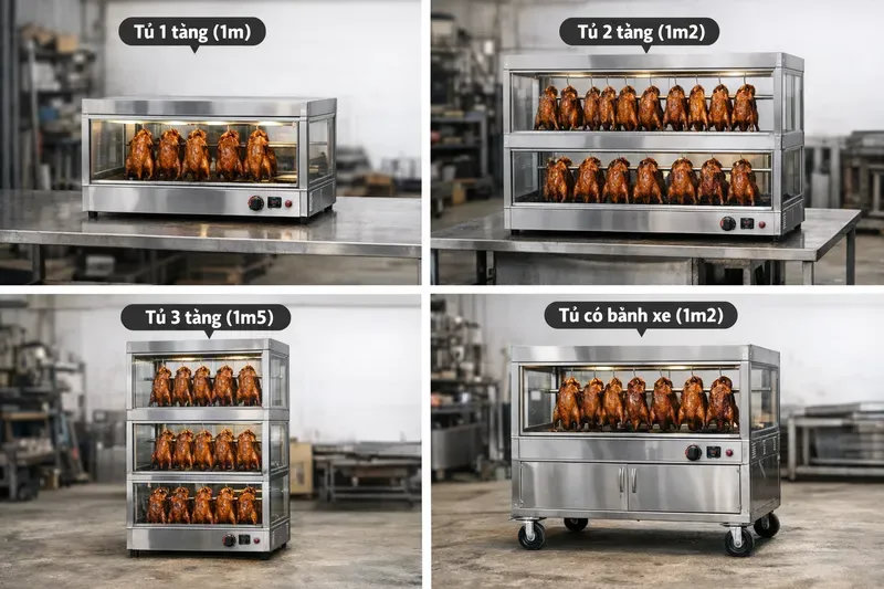 Các dòng tủ trưng bày vịt quay phổ biến: phân loại nhanh để chọn đúng