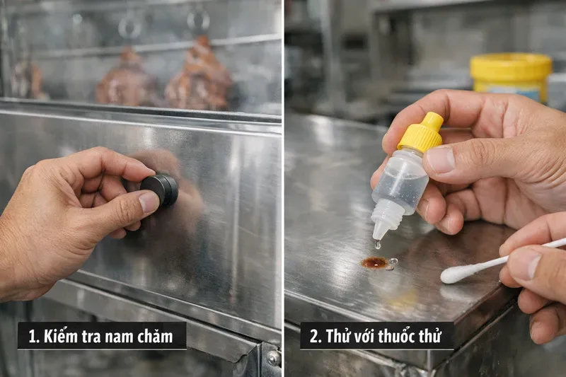 Cách phân biệt inox 304 và inox 201 khi xem tủ tại cửa hàng/xưởng (nhanh nhưng đúng)