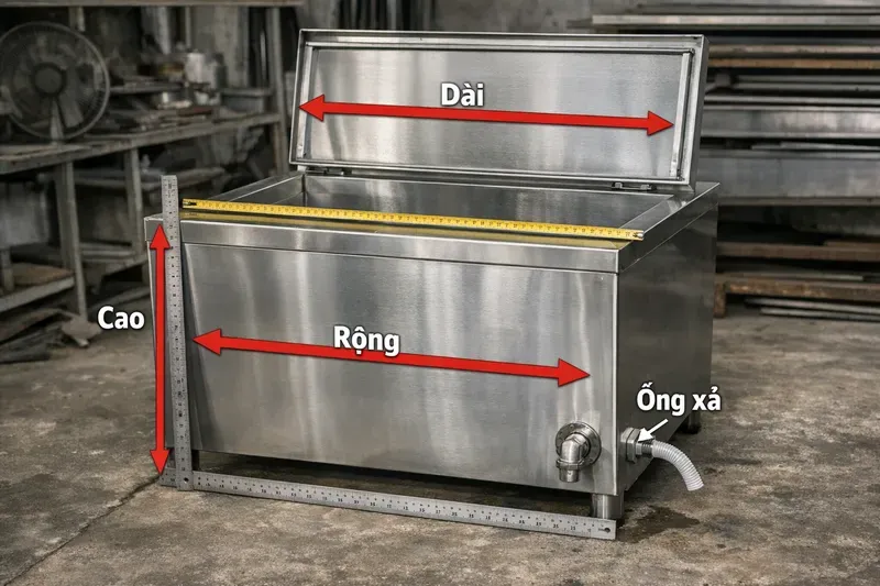 Kích thước–dung tích–số ngăn: chọn thùng đá inox cũ đúng cho quầy bar/quầy pha chế