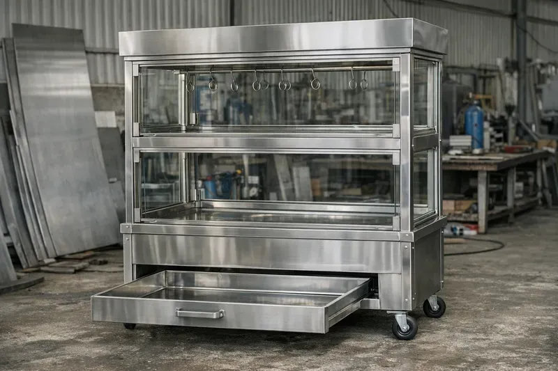 Tiêu chí chọn tủ kính vịt quay inox 304 bền – dễ vệ sinh – giữ nóng tốt