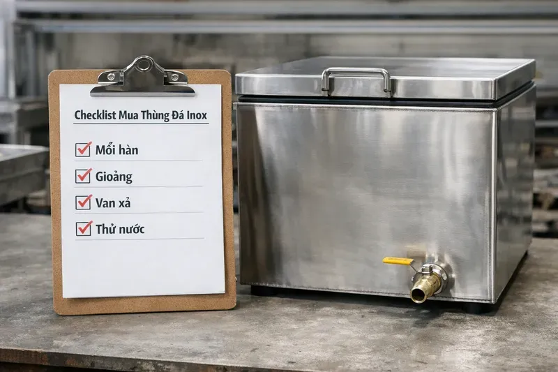 Báo giá thùng đá inox & checklist mua hàng uy tín (kèm bảo hành, gia công theo yêu cầu)